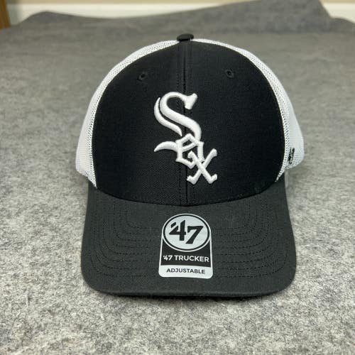 Chicago White Sox Hat Cap Snap Back Trucker Black White MLB Baseball Mens Logo