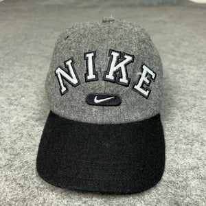 Vintage Nike Hat Cap Strap Back Gray Wool Blend Embroidered Swoosh One Size Mens