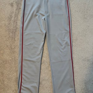 Easton Men’s Baseball Pants, Gray, red piping, NWOT, Men’s M