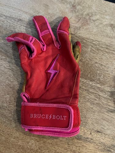 Large Batting Gloves (Used) - very good condition - RED with pink trim