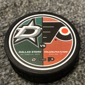 Philadelphia Flyers vs Dallas Stars NHL Match Up Hockey Puck 10/21/2023