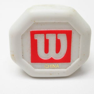 WILSON WHITE/RED OLD STYLE TENNIS RACQUET BUTTCAP. SIZE #3 (4 3/8) + STAPLES