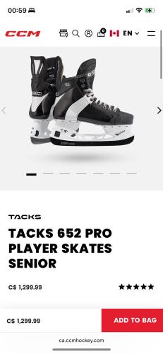 2025 CCM Tacks 652 Pro Hockey Skates Regular Width 9.5 (Used)