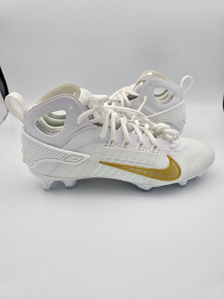 Nike Huarache 9 Elite Mid LAX 'White Metallic Vivid Gold' Lacrosse Cleats Men's Size 12