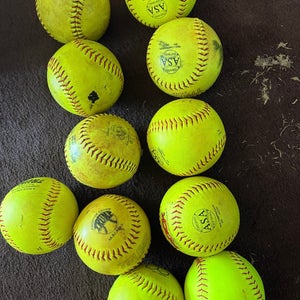 11 used softball balls Slowpitch