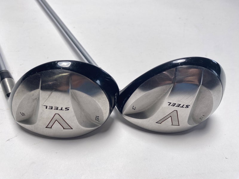 TaylorMade V Steel 3 & 5 Fairway Wood Set 15* 18* Precision Rifle 6.0 Mens RH