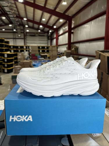 Hoka One One Clifton 9 1127895-WWH Sneaker Men Triple White Running Shoes FL3841