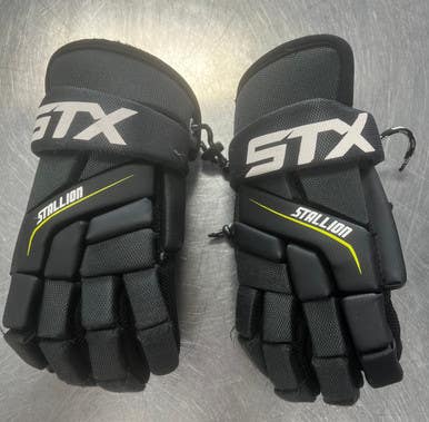 Used STX 200 Lacrosse Gloves Mens Black 10" 11497-S000150627