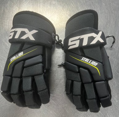 Used STX 200 Lacrosse Gloves Mens Black 10" 11497-S000150627