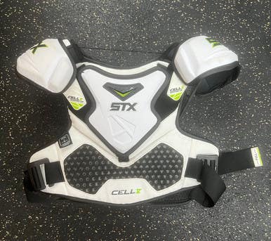 Used STX CELL V Lacrosse Shoulder Pads White LG 11497-S000150613