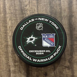 New York Rangers vs Dallas Stars Official NHL Warm Up Hockey Puck 12/20/2024