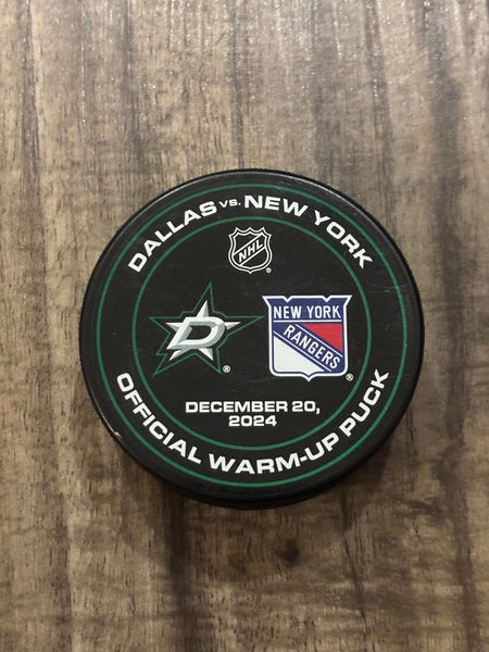 New York Rangers vs Dallas Stars Official NHL Warm Up Hockey Puck 12/20/2024