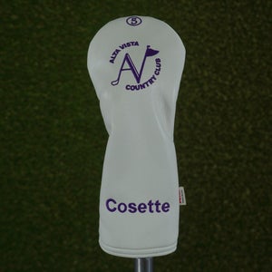 AM&E ALTA VISTA COUNTRY CLUB 5 HYBRID HEADCOVER WHITE / PURPLE ~ L@@K!!