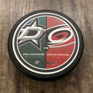 Carolina Hurricanes vs Dallas Stars NHL Match Up Hockey Puck 2/13/2024