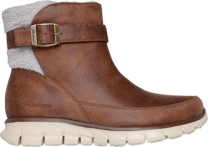 Skechers Synergy-Diva Lane 167940/BRN Women 7.5 Brown Zipper Ankle Boot DDK322