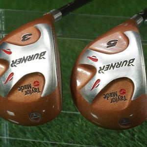 TAYLORMADE BURNER FAIRWAY WOODS 3 + 5 BUBBLE SHAFT S-90 PLUS STIFF LEFT ~ WOW!!