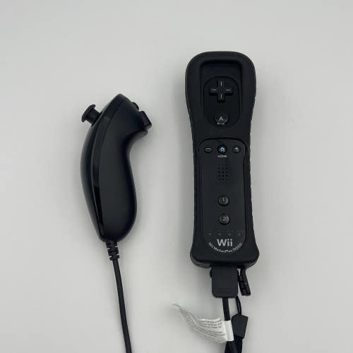 Nintendo Wii RVL-036 Motion Plus Black Remote Controller with OEM Nunchuck