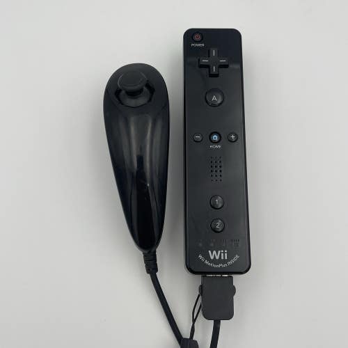 Nintendo Wii RVL-036 Motion Plus Black Remote Controller with OEM Nunchuck