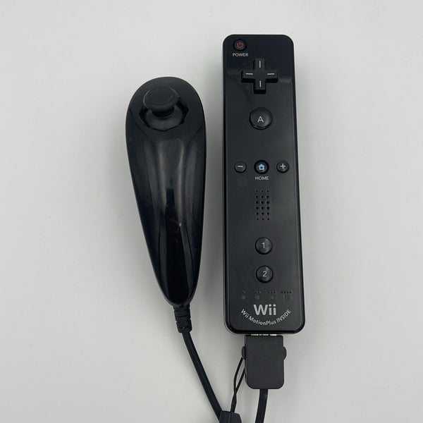 Nintendo Wii RVL-036 Motion Plus Black Remote Controller with OEM Nunchuck