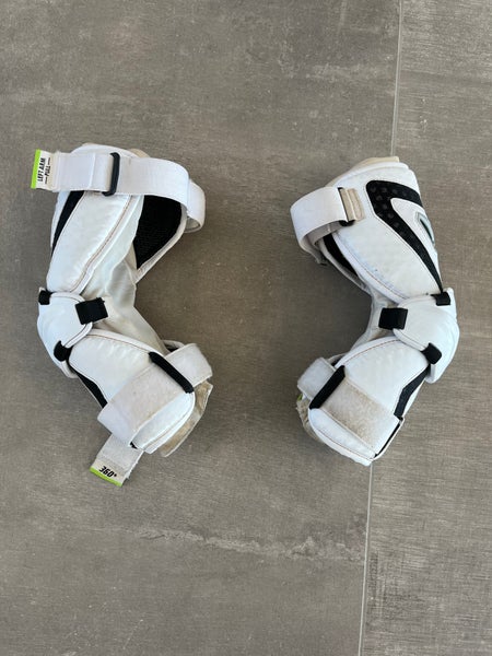 Small / Medium Adult STX Cell V White Lacrosse Arm Pads (Used)