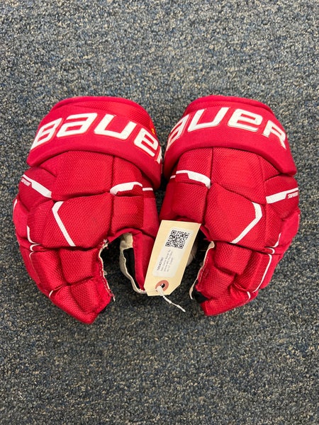 Red Junior Bauer Supreme M5 Pro Gloves 12" (Used)