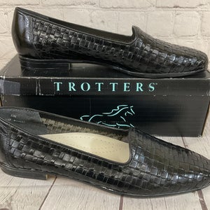 Trotters 51-581 Women's LIZ Calfskin Leather Loafers Black US 11