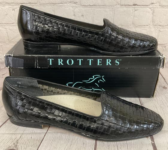 Trotters 51-581 Women's LIZ Calfskin Leather Loafers Black US 11