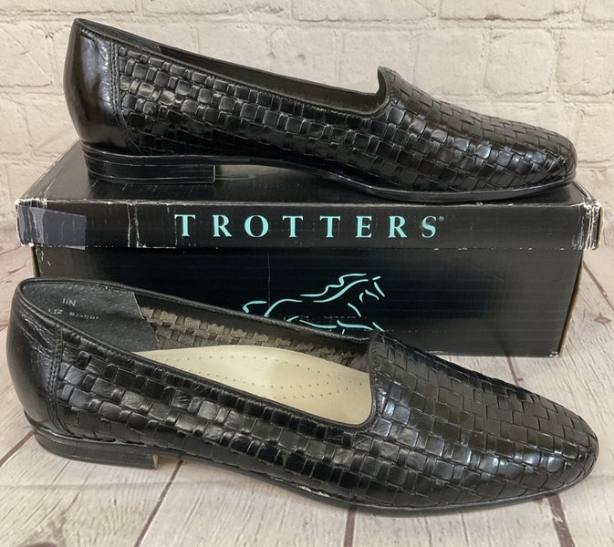 Trotters 51-581 Women's LIZ Calfskin Leather Loafers Black US 11
