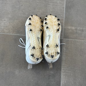 White Men's Size M 6.5 (W 7.5) Youth Nike High Top Alpha Huarache 8 Elite Molded Cleats (Used)