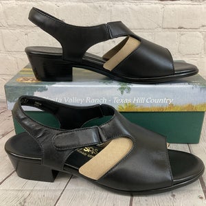 SAS 1890-013 Women's SUNTIMER Heel Strap Leather Sandal Black US 8 M