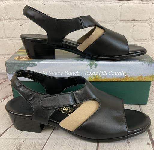 SAS 1890-013 Women's SUNTIMER Heel Strap Leather Sandal Black US 9.5 N