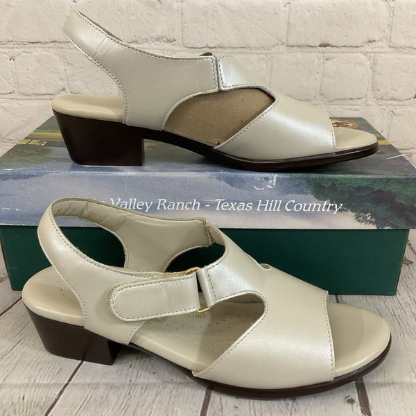 SAS 1890-175 Women's SUNTIMER Heel Strap Leather Sandal Pearl Bone US 7 M