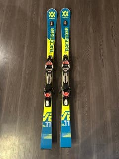Unisex 2018 Volkl 155 cm Racing Racetiger SL Skis With Bindings Max Din 12 (Used)