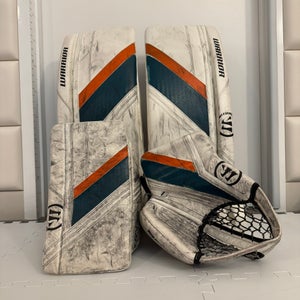Warrior Ritual G6 E+ Regular Goalie Full Set, Intermediate 30” White + Pad Skinz (Used)
