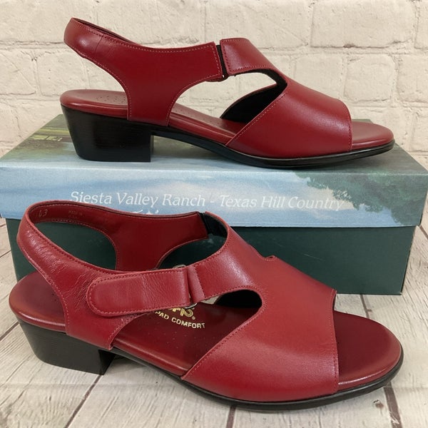SAS 1890-009 Women's SUNTIMER Heel Strap Leather Sandal Red US 8 WW