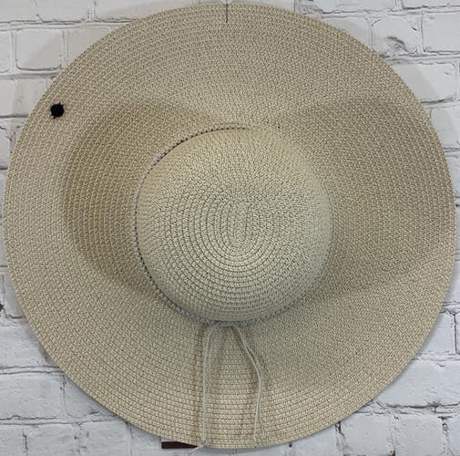 CALIA Wide Brim Women Perforated Sun Hat Breathable Material UV Protection Beige