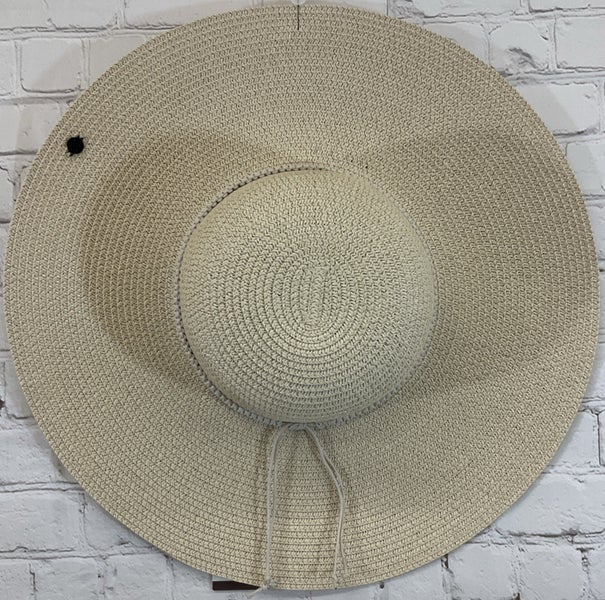 CALIA Wide Brim Women Perforated Sun Hat Breathable Material UV Protection Beige