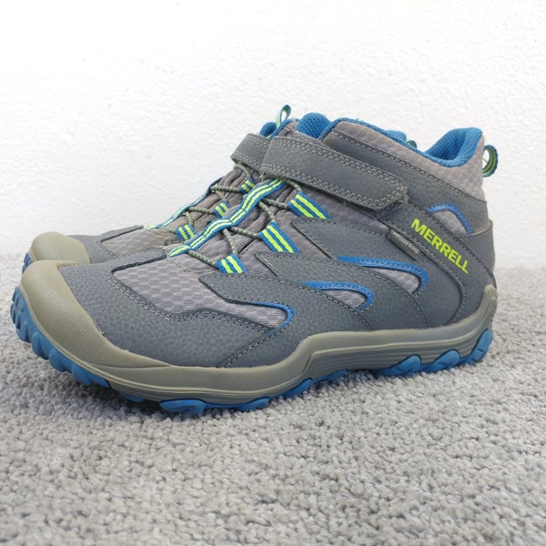 Merrell Chameleon 7 Access Mid  Boys Size 6Y Waterproof Hiking Shoes Gray Blue