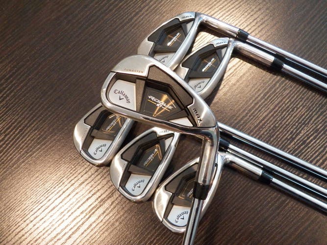 RIGHT HAND CALLAWAY ROGUE ST MAX GOLF IRON SET 5-PW STEEL ELEVATE REGULAR