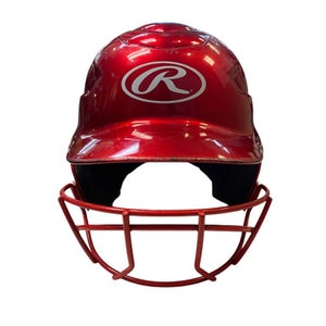 Used Rawlings RED HELMET W/MASK Batting Helmet w/Mask Red MD 11706-S000358976