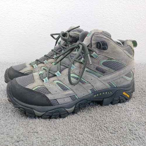 Merrell Moab 2 Mid Waterproof Hiking Boots Womens Size 9 Shoes Gray Suede
