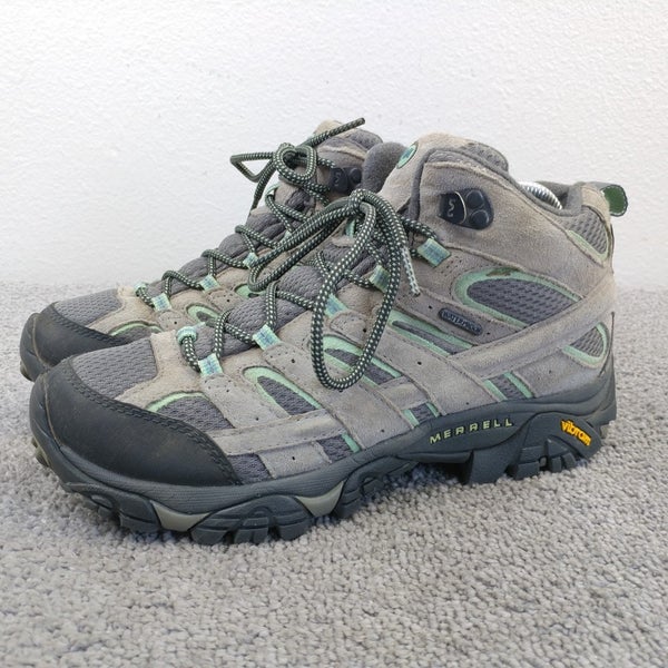 Merrell Moab 2 Mid Waterproof Hiking Boots Womens Size 9 Shoes Gray Suede