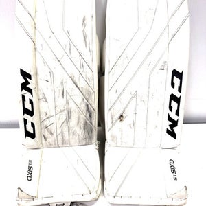 Used CCM AXIS 1.5 Goalie Leg Pads Junior White 28" 11860-S000295021