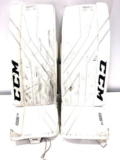 Used CCM AXIS 1.5 Goalie Leg Pads Junior White 28" 11860-S000295021