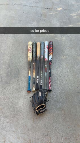 baseball bats and glove