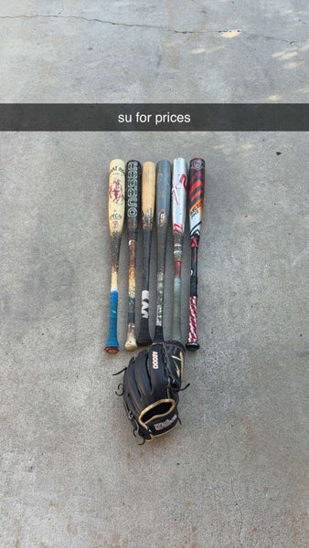 baseball bats and glove