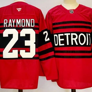 Detroit Red Wings 23 Lucas Raymond Red Ice Hockey Jersey size 50
