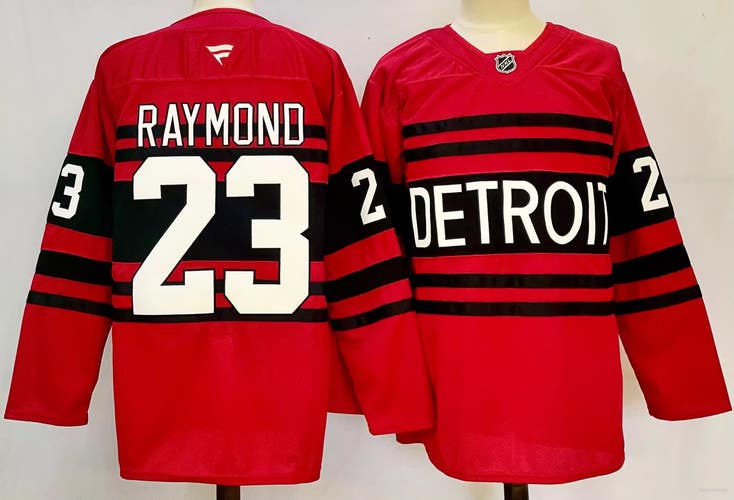 Detroit Red Wings 23 Lucas Raymond Red Ice Hockey Jersey size 50