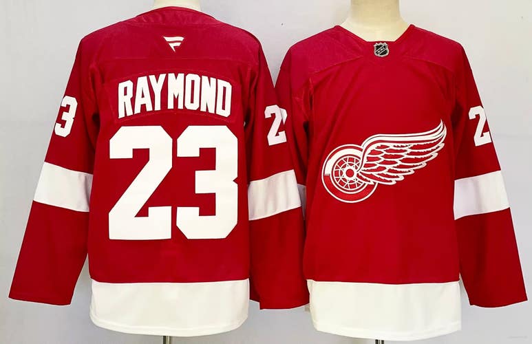 Detroit Red Wings 23 Lucas Raymond Red Ice Hockey Jersey Size 46