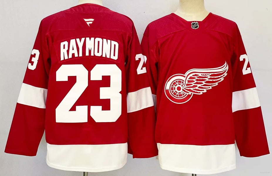 Detroit Red Wings 23 Lucas Raymond Red Ice Hockey Jersey Size 46